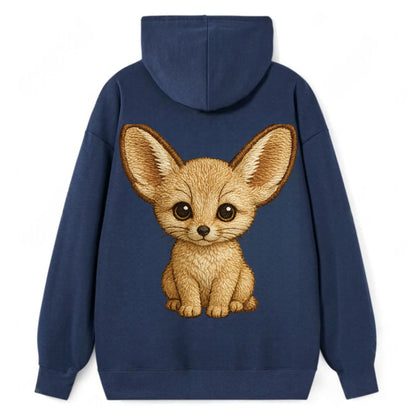 Baby Fennec Fox - huge ears, cream fur, large dark eyes, front-facing, - Classic Pullover Hoodie - Navy