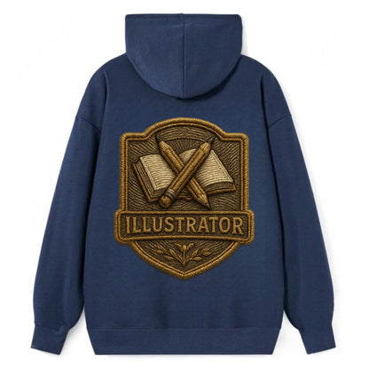Pencils and sketchbook - illustrator badge - Classic Pullover Hoodie - Navy