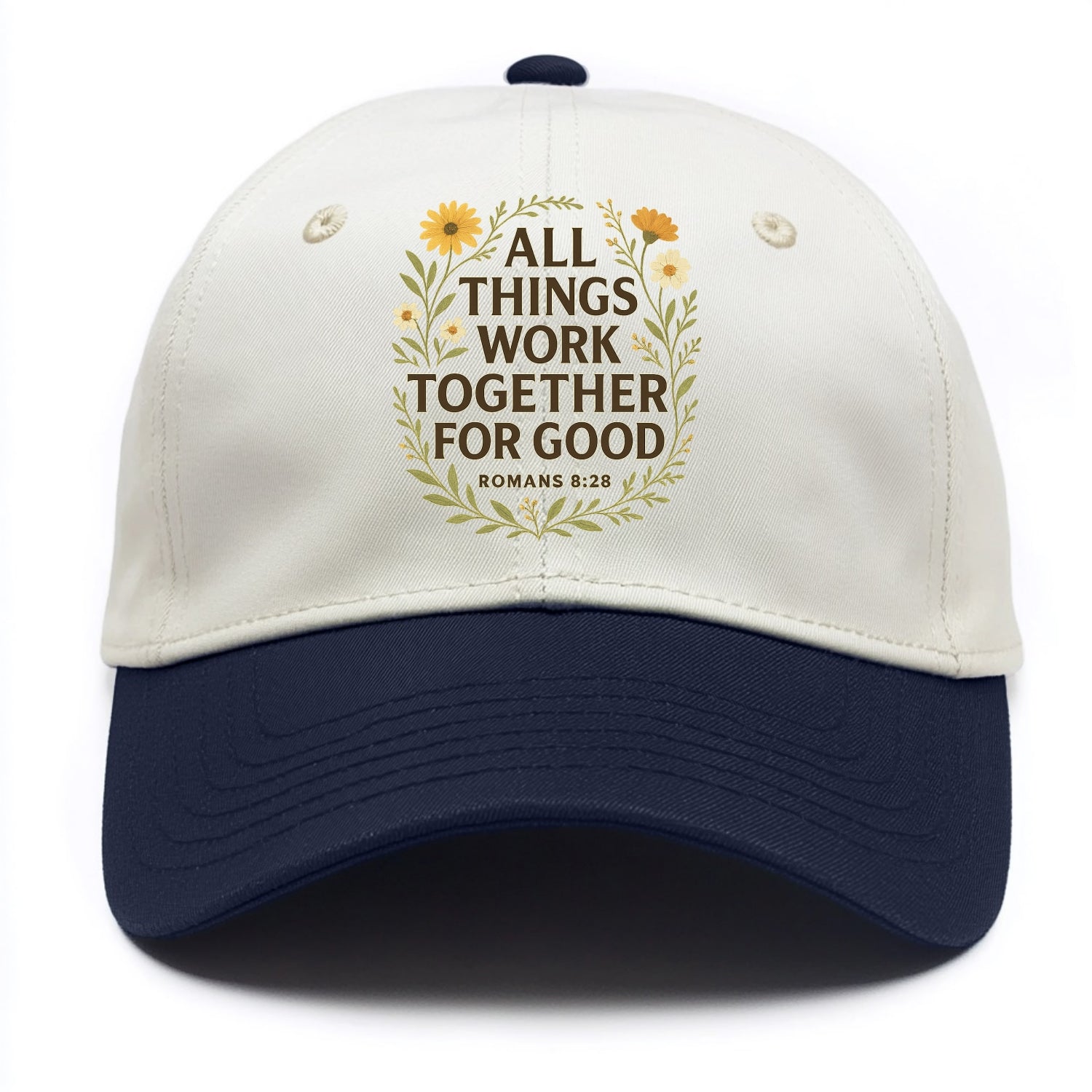 Romans 8:28 Flowers - Two Tone Cap - Navy