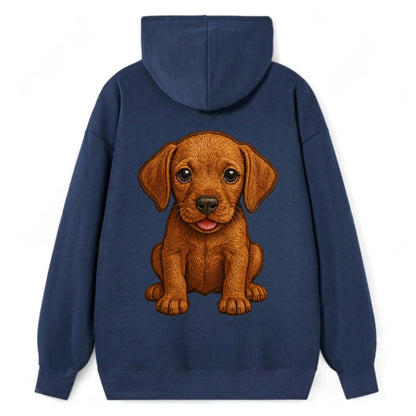Baby Vizsla Puppy - golden rust coat, soulful eyes, athletic build, - Classic Pullover Hoodie - Navy