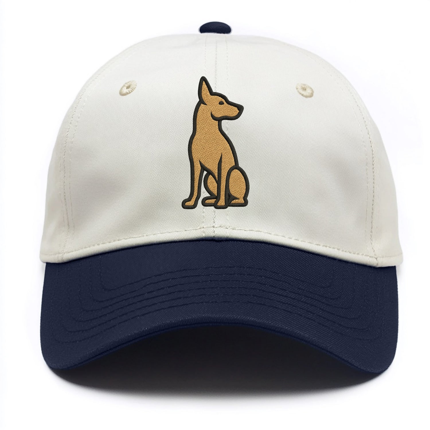 Pharaoh Hound - Tan colored sitting pose Two Tone Cap - Navy