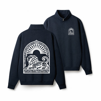 Persian Lion Arch Half-Zip Fleece Sweatshirt – Navy Blue