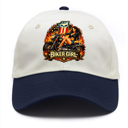 Vintage Biker Pin Up - Two Tone Cap - Navy