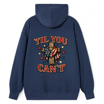 Til You Cant - Flag Cross - Classic Pullover Hoodie - Navy