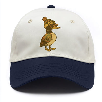 Sault Ste Marie Loon wearing Sault beani - Two Tone Cap - Navy