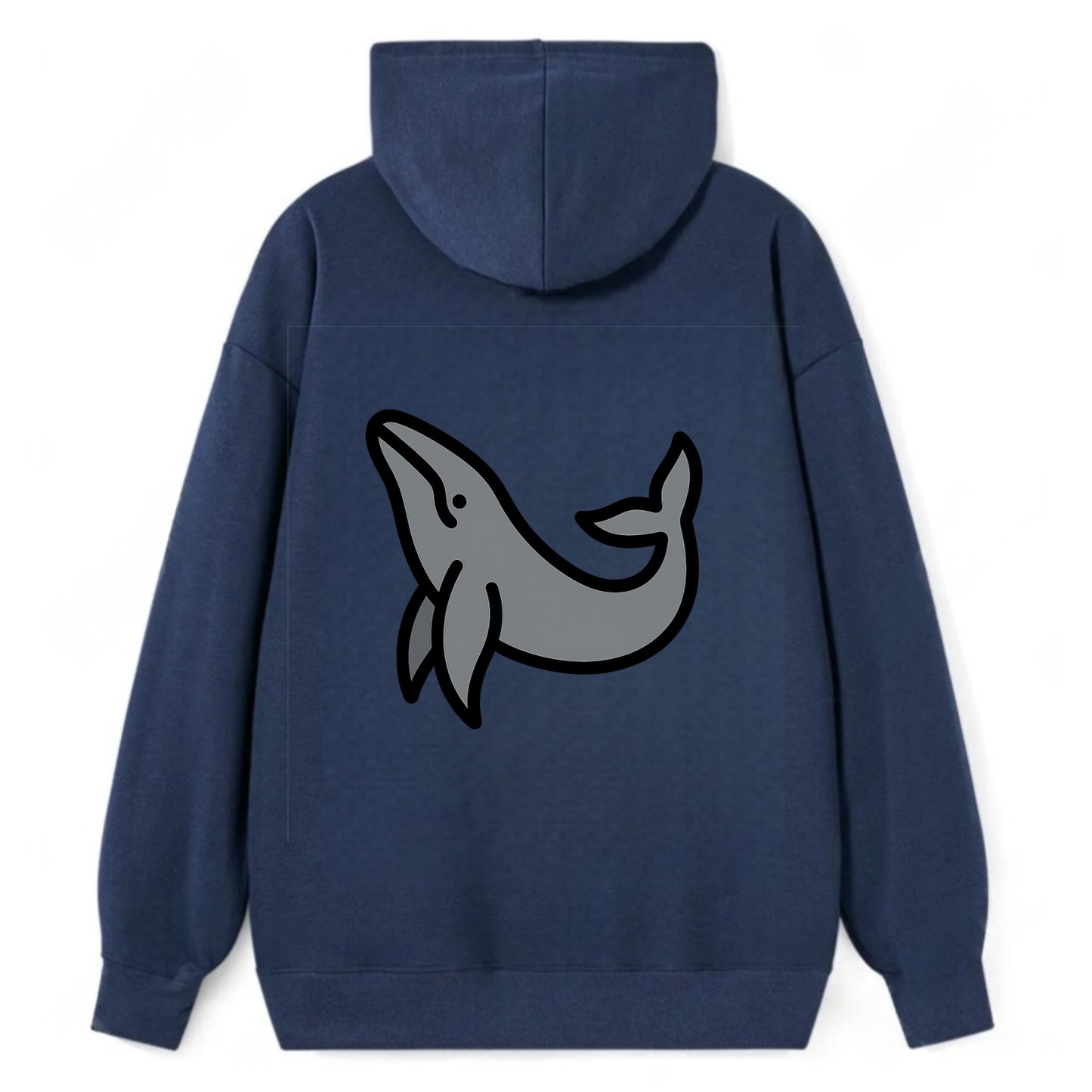 Humpback Whale - Gray breaching pose flat side profile - Classic Pullover Hoodie - Navy