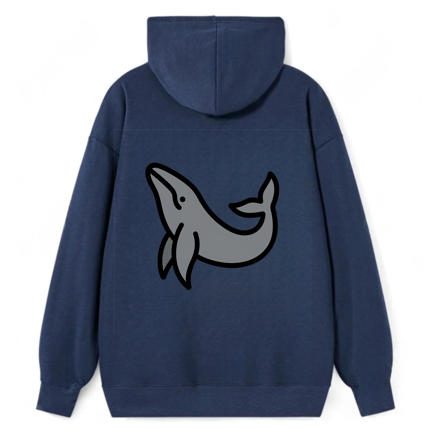 Humpback Whale - Gray breaching pose flat side profile - Classic Pullover Hoodie - Navy