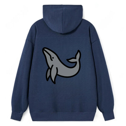 Humpback Whale - Gray breaching pose flat side profile - Classic Pullover Hoodie - Navy