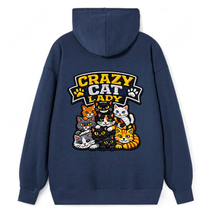CRAZY CAT LADY - cat pile in multicolor , cat collector - Classic Pullover Hoodie - Navy