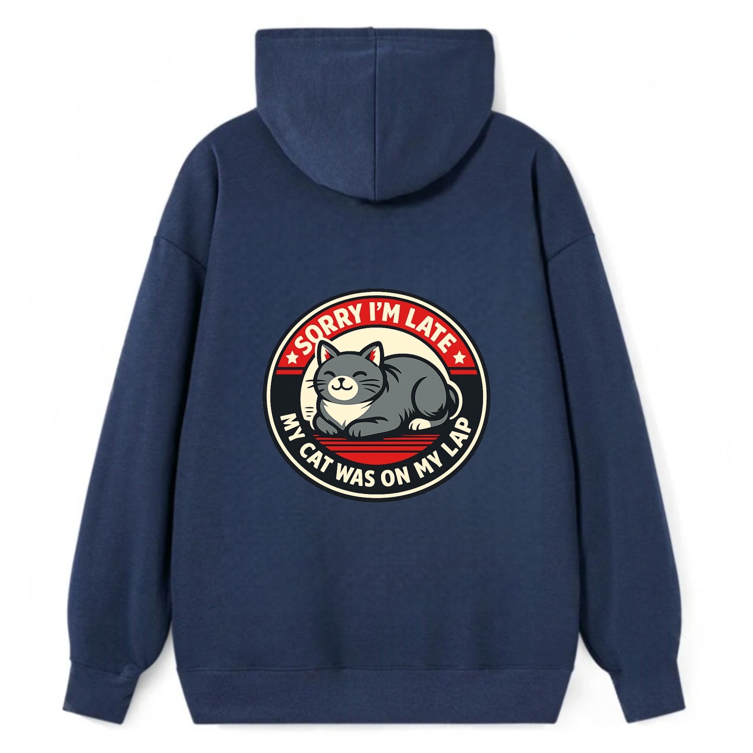 Charming Cat Loaf Excuse Emblem - Classic Pullover Hoodie - Navy