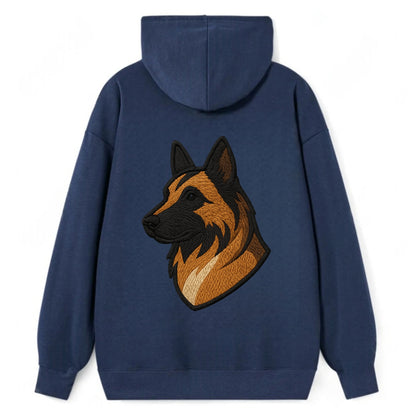 Belgian Tervuren - Fawn with black overlay embroidered design - Classic Pullover Hoodie - Navy