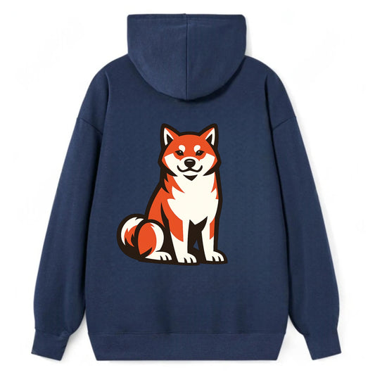 Sitting Shiba Inu Emblem - Classic Pullover Hoodie - Navy