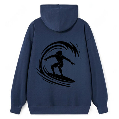 Hawaiian surfer riding big wave - Classic Pullover Hoodie - Navy