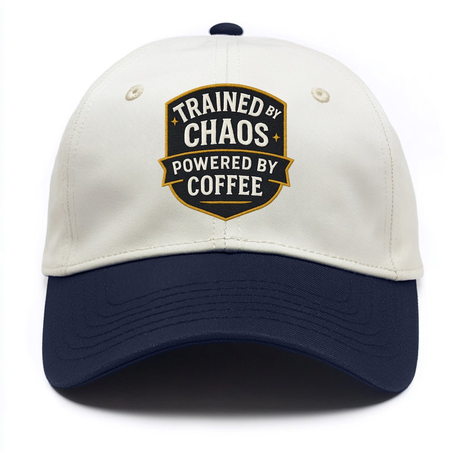 Trained by chaos, powered by coffee - Two Tone Cap - Navy