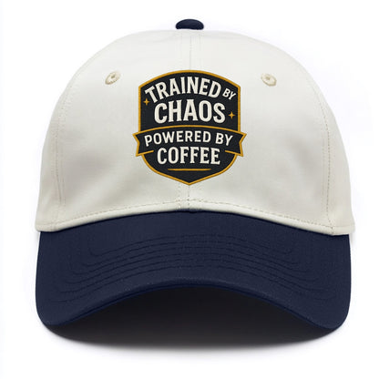 Trained by chaos, powered by coffee - Two Tone Cap - Navy