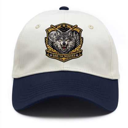 SAVE THE WOLVES - wolf moon in gray , predator protection - Two Tone Cap - Navy