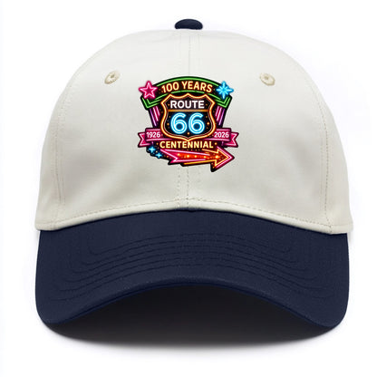 CENTENNIAL BADGE | 100 Years celebration emblem | 1926-2026 dates | Anniversary - Two Tone Cap - Navy