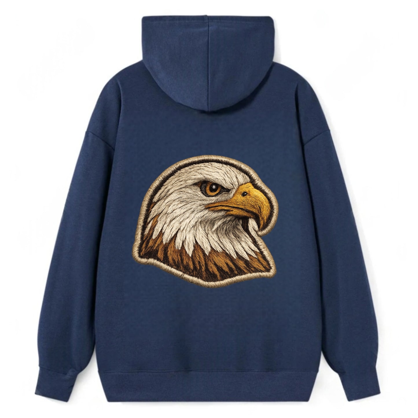 EAGLE HEAD PROFILE - majestic bald eagle in brown, white and gold , - Classic Pullover Hoodie - Navy