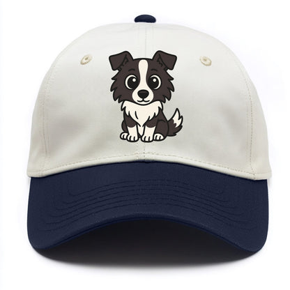 Border Collie - Intense stare sitting pose - Two Tone Cap - Navy