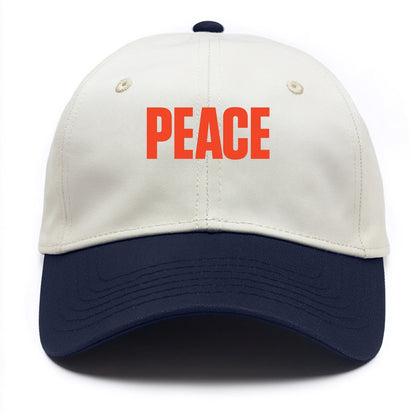 Bold typography design - "PEACE" - inner calm, tranquility, serenity - Two Tone Cap - Navy