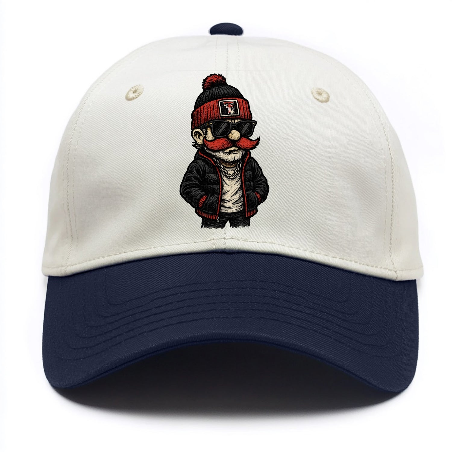 Lubbock Raider wearing Texas Tech beanie with guns up patch - Two Tone Cap - Navy