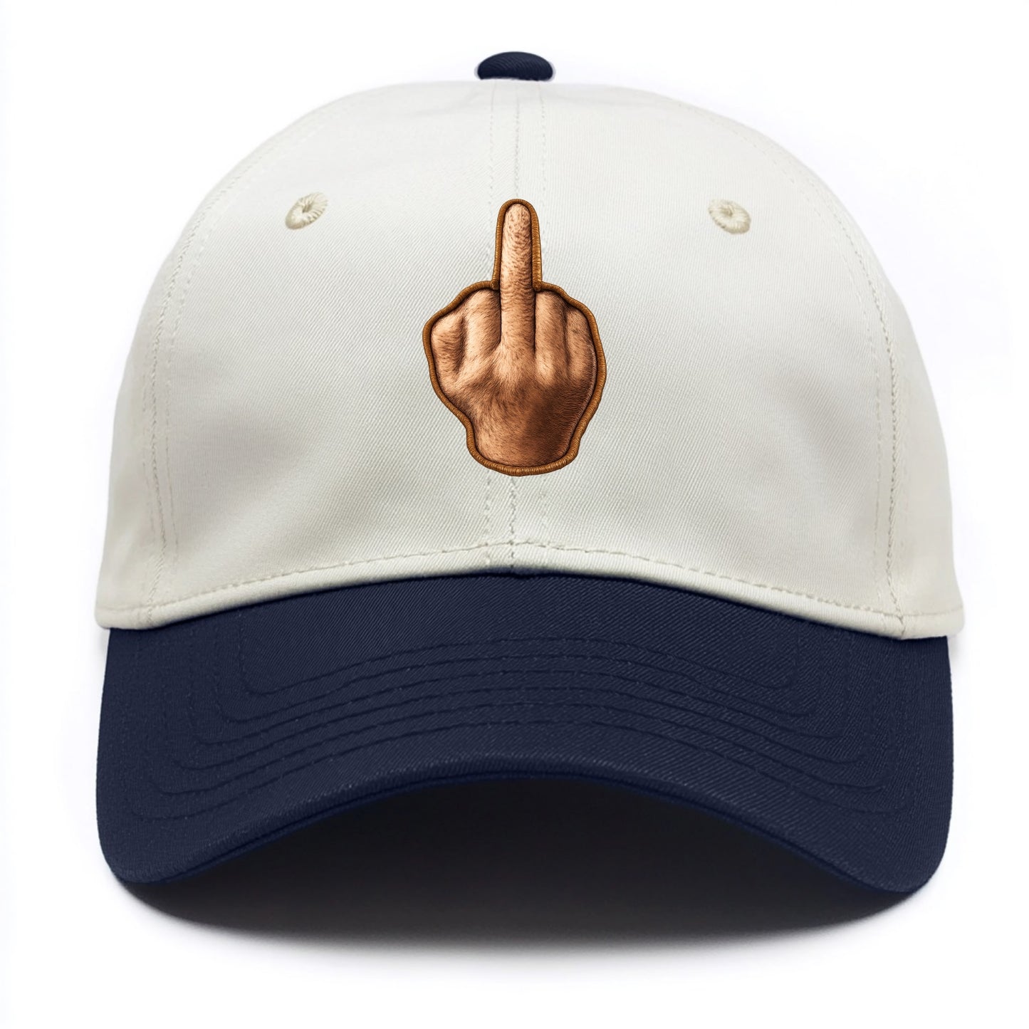 MIDDLE FINGER - hand gesture in skin tone , attitude - Two Tone Cap - Navy