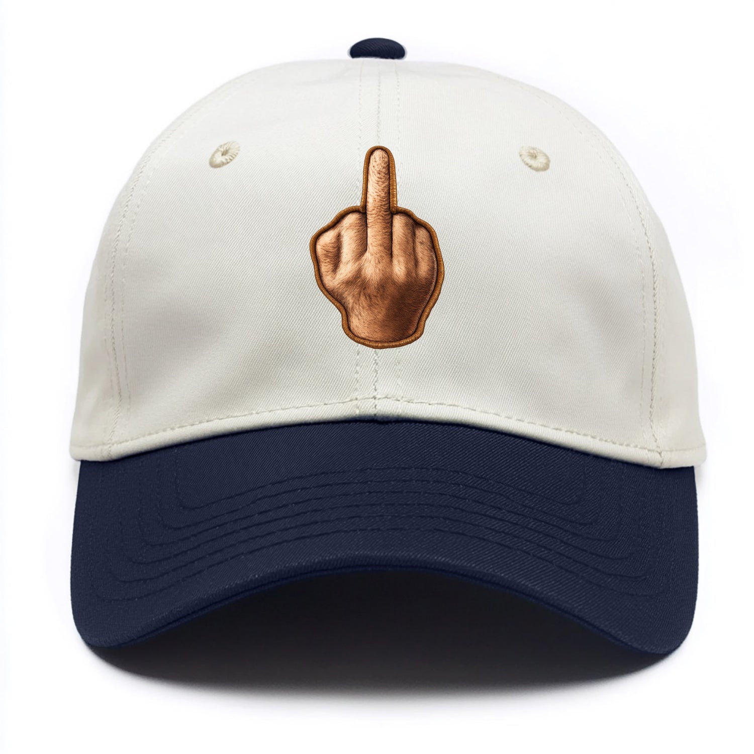 MIDDLE FINGER - hand gesture in skin tone , attitude - Two Tone Cap - Navy