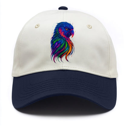 Vibrant parrot with feathers flowing into tropical rainbow streams, every color of - Two Tone Cap - Navy