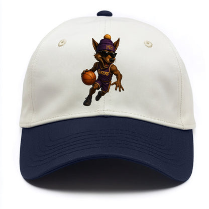 Hollywood Coyote wearing Lakers beanie with Showtime patch and wayfarer sunglasses - Two Tone Cap - Navy