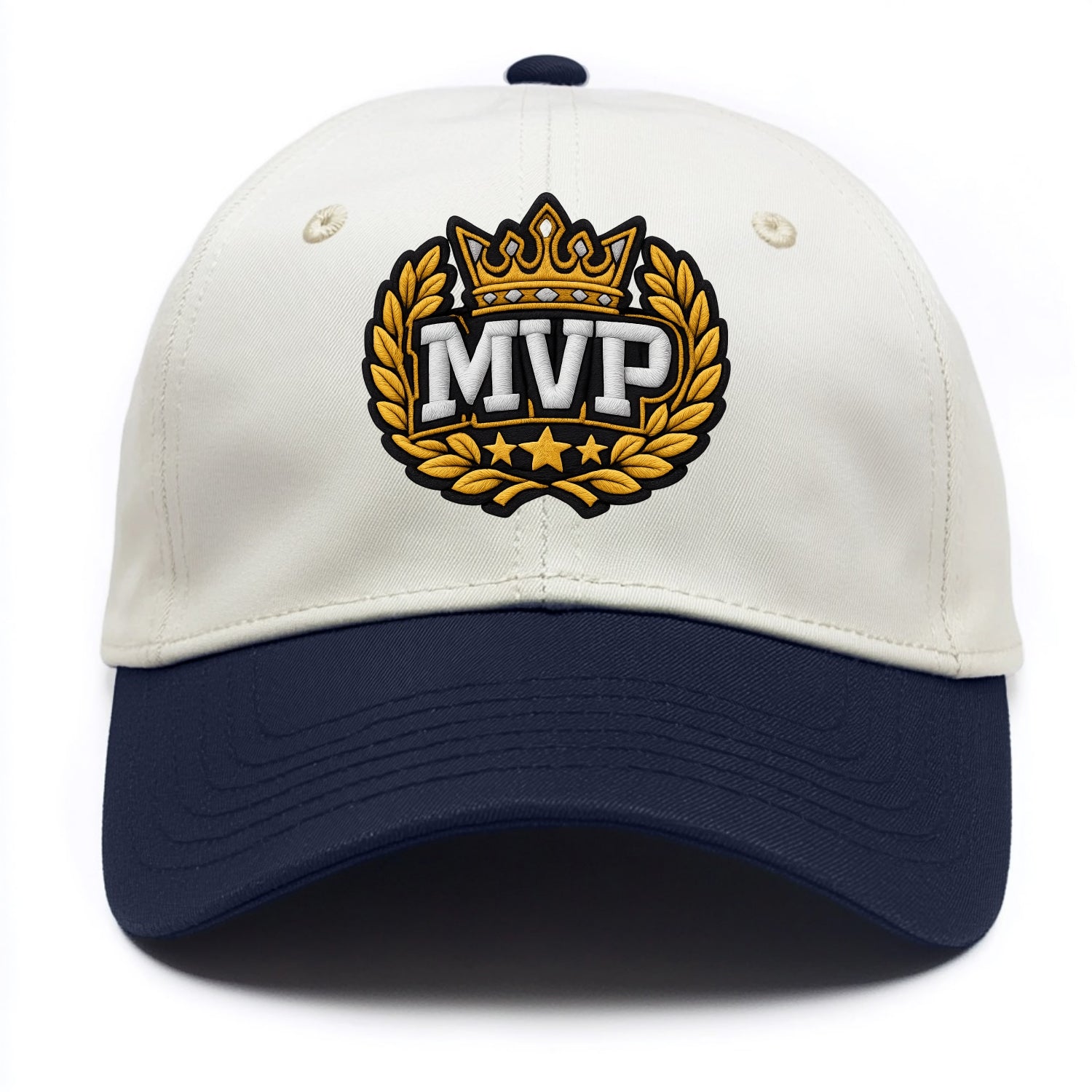 MVP CROWN - crown with laurels in gold , most valuable - Two Tone Cap - Navy