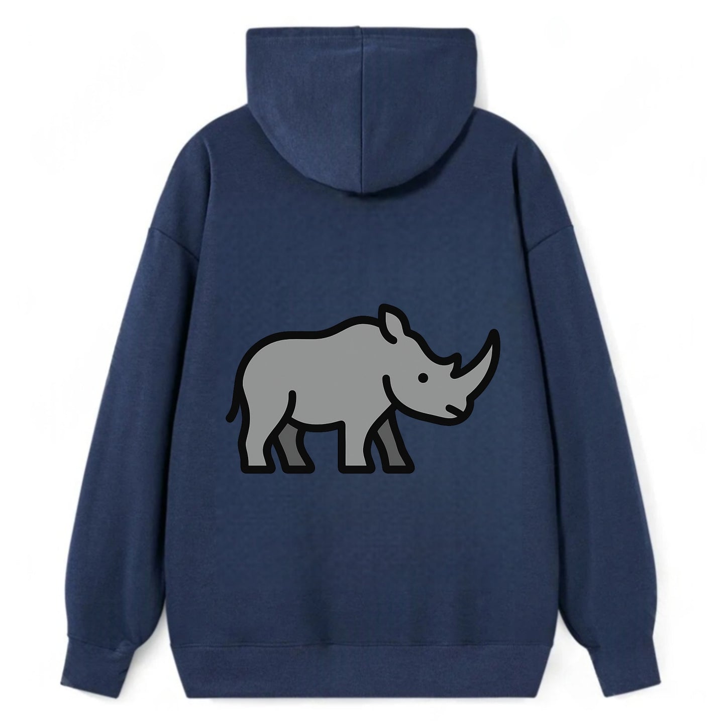 Rhinoceros - Gray with horn flat side profile - Classic Pullover Hoodie - Navy