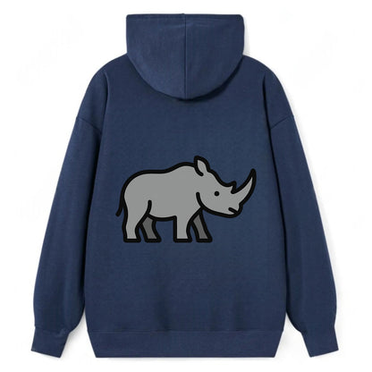 Rhinoceros - Gray with horn flat side profile - Classic Pullover Hoodie - Navy