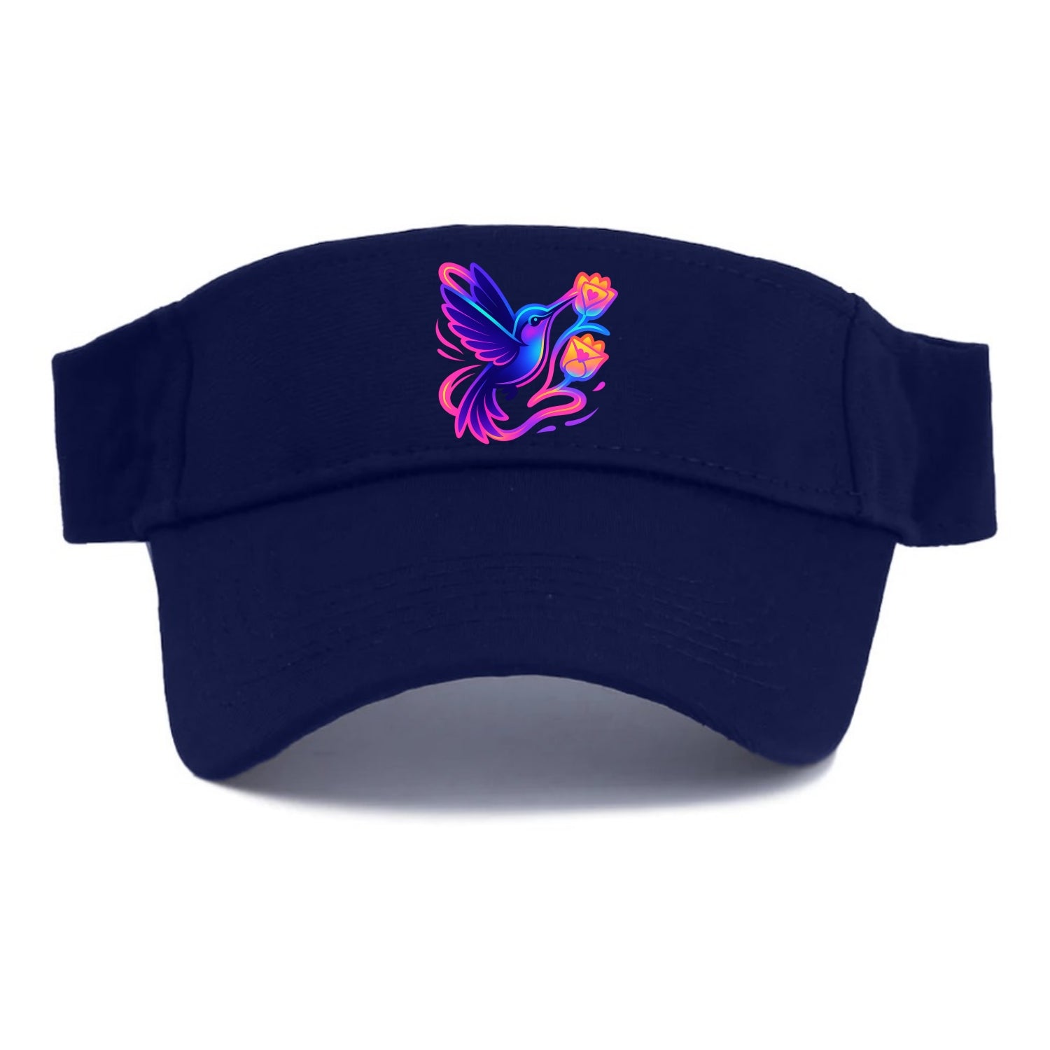 Hummingbird delivering miniature love letters tucked inside flower envelopes - Visor - Navy