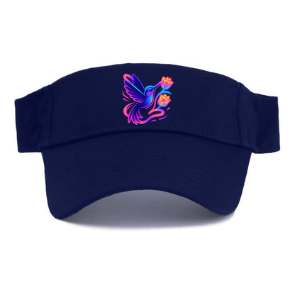 Hummingbird delivering miniature love letters tucked inside flower envelopes - Visor - Navy