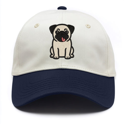 Pug - Tilted head with tongue out - Two Tone Cap
