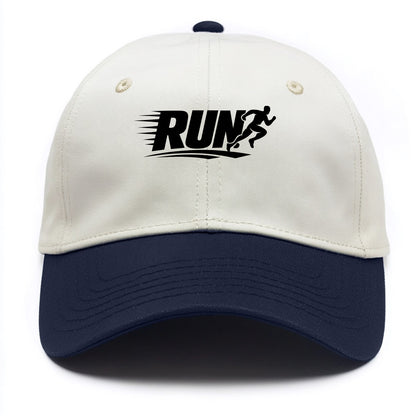 Bold typography design - "RUN" - cardio life, runner identity - Two Tone Cap - Navy