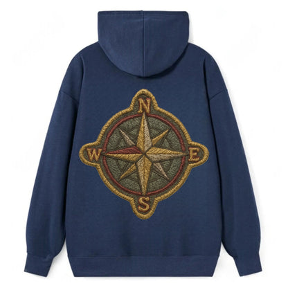 Compass rose with cardinal directions - explorer symbol - Classic Pullover Hoodie - Navy
