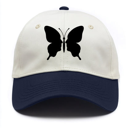 Butterfly wings - negative space reveals hidden faces or patterns - Two Tone Cap - Navy