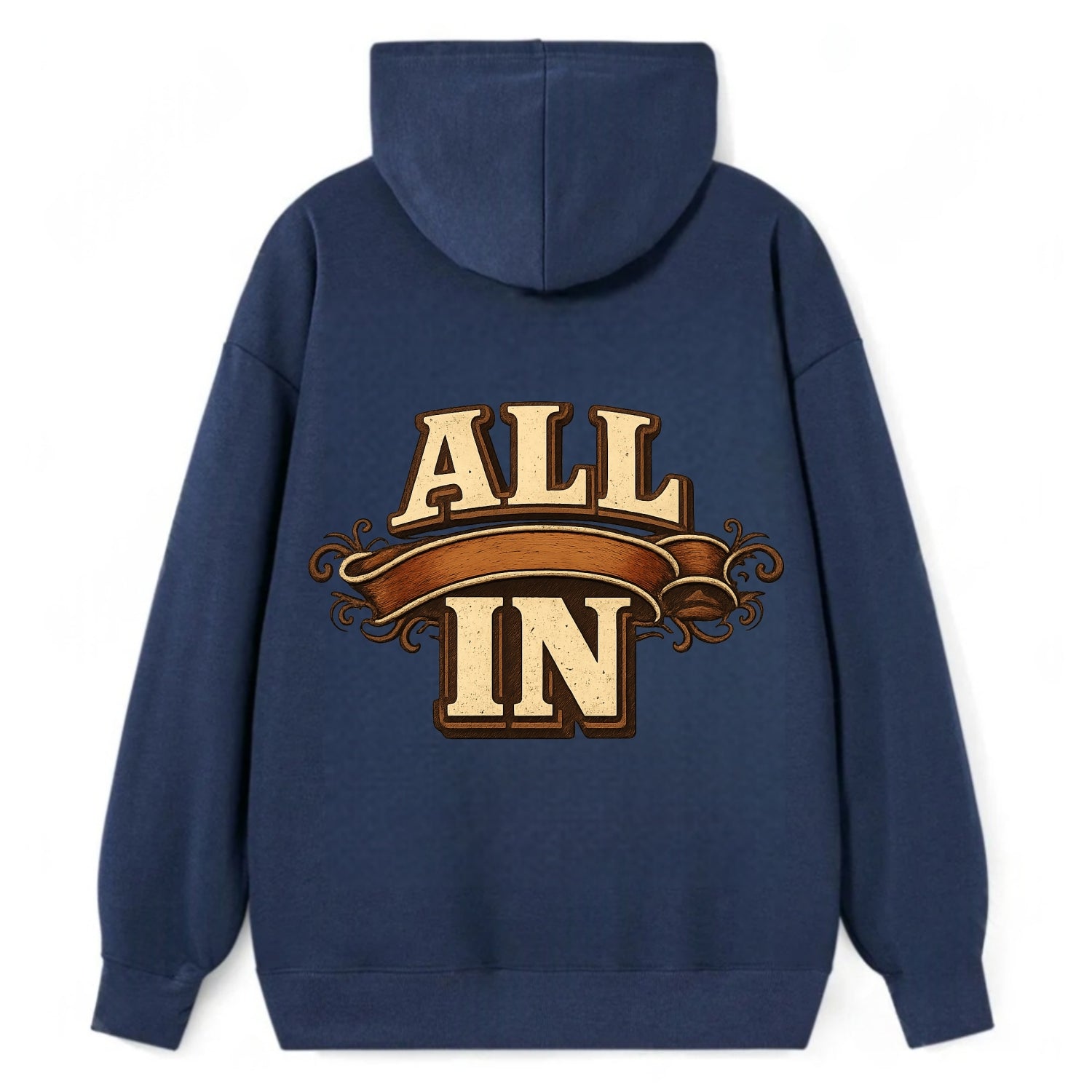 Bold typography design - "ALL IN" - complete commitment, no holding back - Classic Pullover Hoodie - Navy
