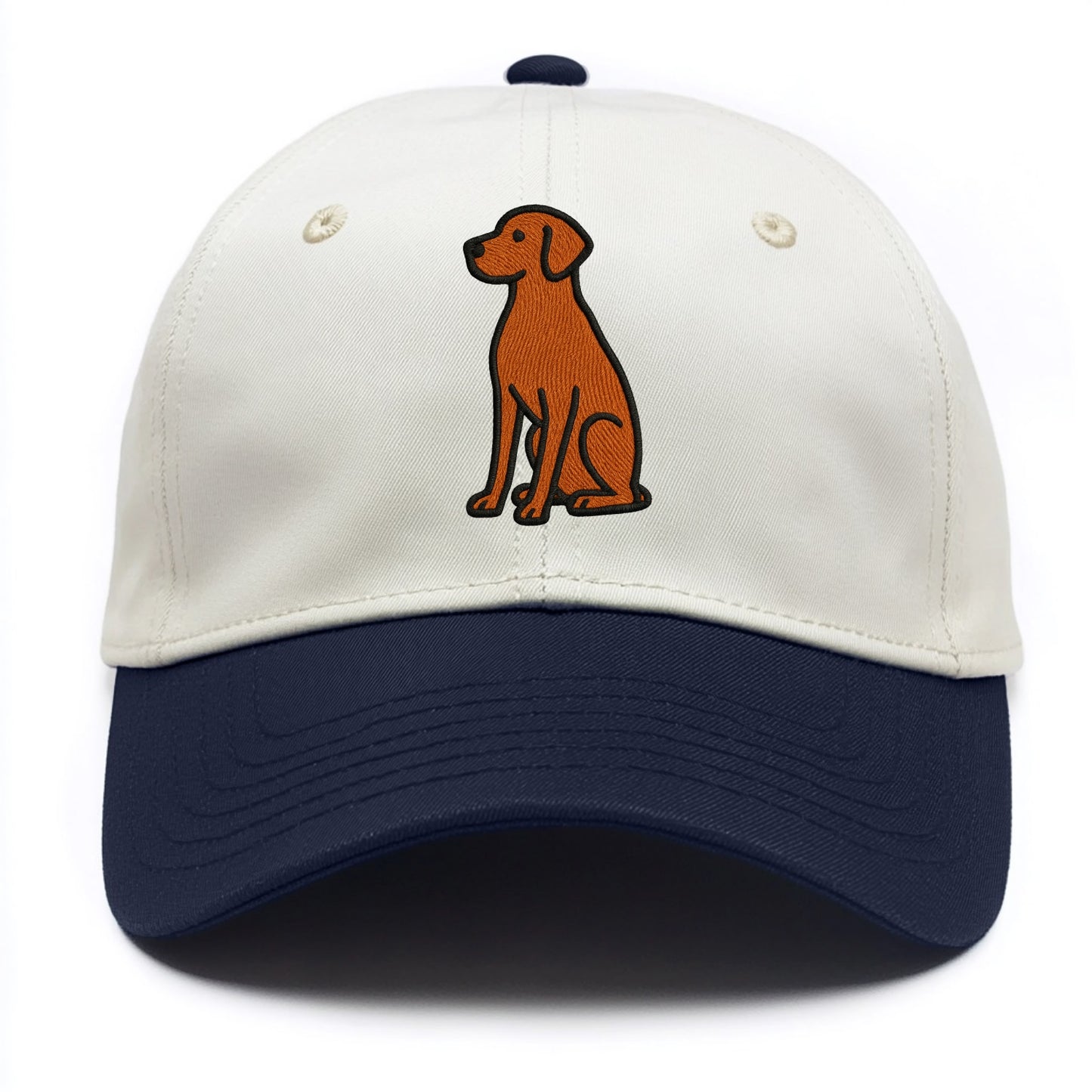 Vizsla - Rust colored sitting pose - Two Tone Cap - Navy