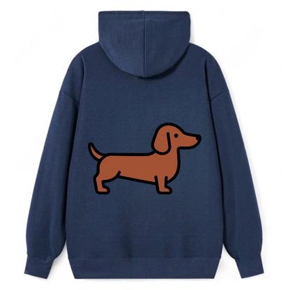 Dachshund - Red/brown smooth flat side profile - Classic Pullover Hoodie - Navy