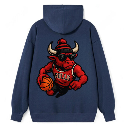 Chicago Bull wearing Bulls red and black beanie with horns design and - Classic Pullover Hoodie