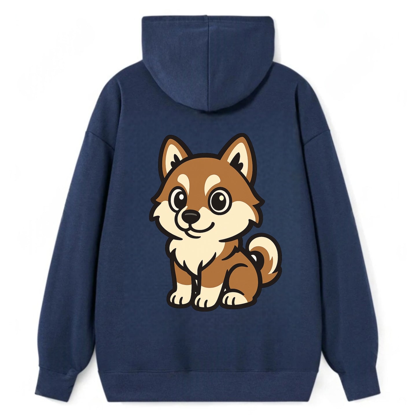 Pomsky - Pomeranian-Husky mix sitting pose - Classic Pullover Hoodie - Navy