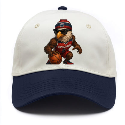DC Eagle wearing Wizards red white and blue beanie with monument patch and wayfarer - Two Tone Cap - Navy