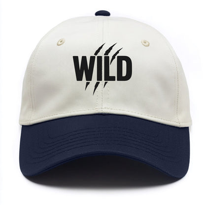 Bold typography design - "WILD" - untamed, natural, free - Two Tone Cap - Navy
