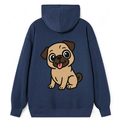 Pug - Tilted head with tongue out - Classic Pullover Hoodie - Navy