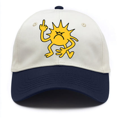 MORNINGS ARE PUNISHMENT | Grumpy sun with middle finger - Two Tone Cap - Navy