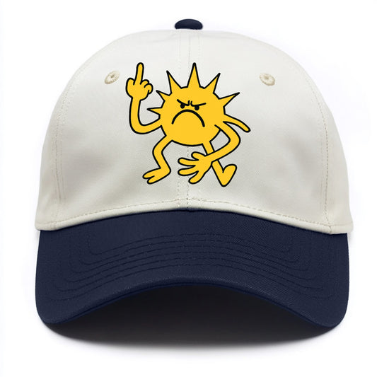 MORNINGS ARE PUNISHMENT | Grumpy sun with middle finger - Two Tone Cap - Navy