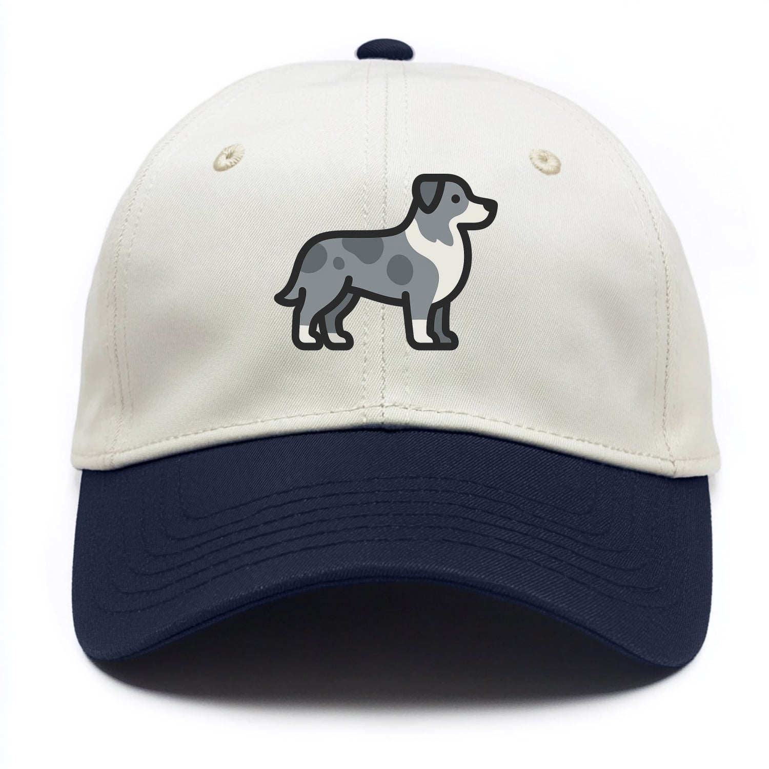 Australian Shepherd - Blue merle flat side profile - Two Tone Cap - Navy