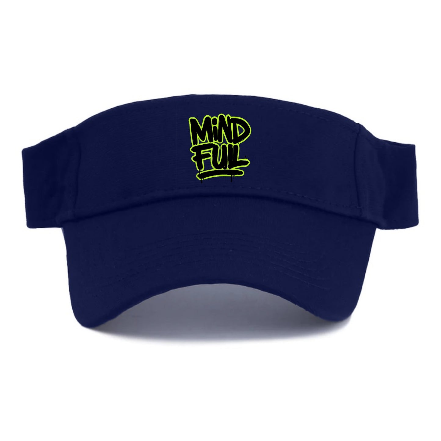 Bold typography design - "MINDFUL" - present awareness, conscious living - Visor - Navy